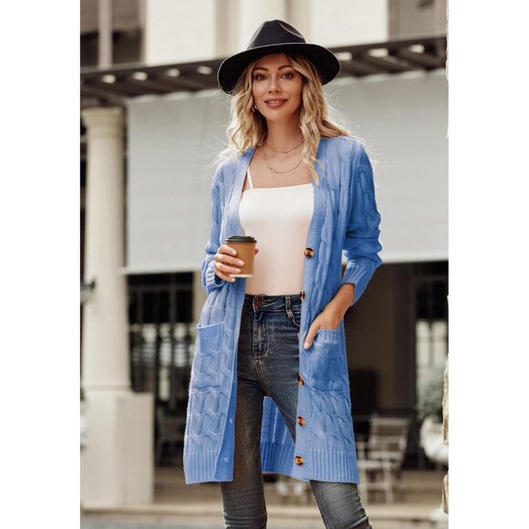 Chunky Open Front Cardigan with Pockets - Perfect for Women’s Fall/Winter Looks - Picture 4 of 6